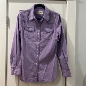 Maggie denim style with love medium purple button down western shirt